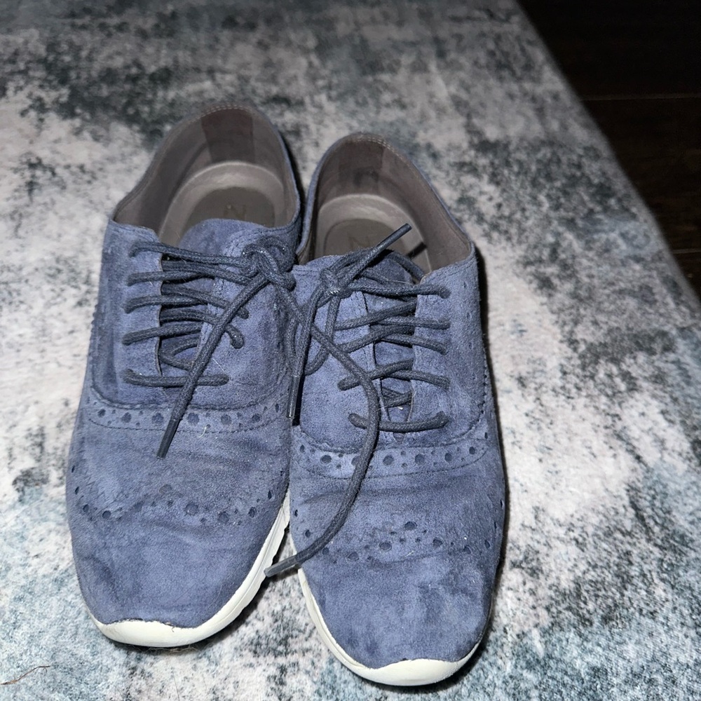 Cole Haan Navy Suede Wingtip Oxfords